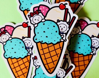 Ice Cream Decal | Food Sticker | Cute Dessert Sticker | Laptop Sticker | Ice Cream Sundae | Ice Cream Personalized | Kawaii Sticker | Summer