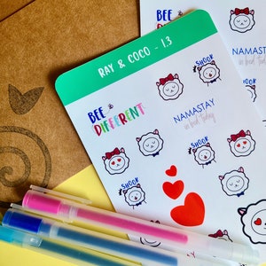 Ray & Coco | Emoji Stickers | Smiley Stickers | Character Sticker | Transparent Sticker | Kawaii Vinyl Sticker |