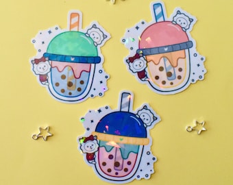Holographic Boba | Kawaii Asian Drink | Boba Sticker Cute | Boba Lover Gift | Boba Lover Sticker | Cute Boba Tea | Boba Sticker Lovers