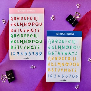 Letra del alfabeto / Pegatina de temporada / Fuente navideña / Papelería navideña / Pegatina decorativa / Pegatina inicial / Alfabeto navideño