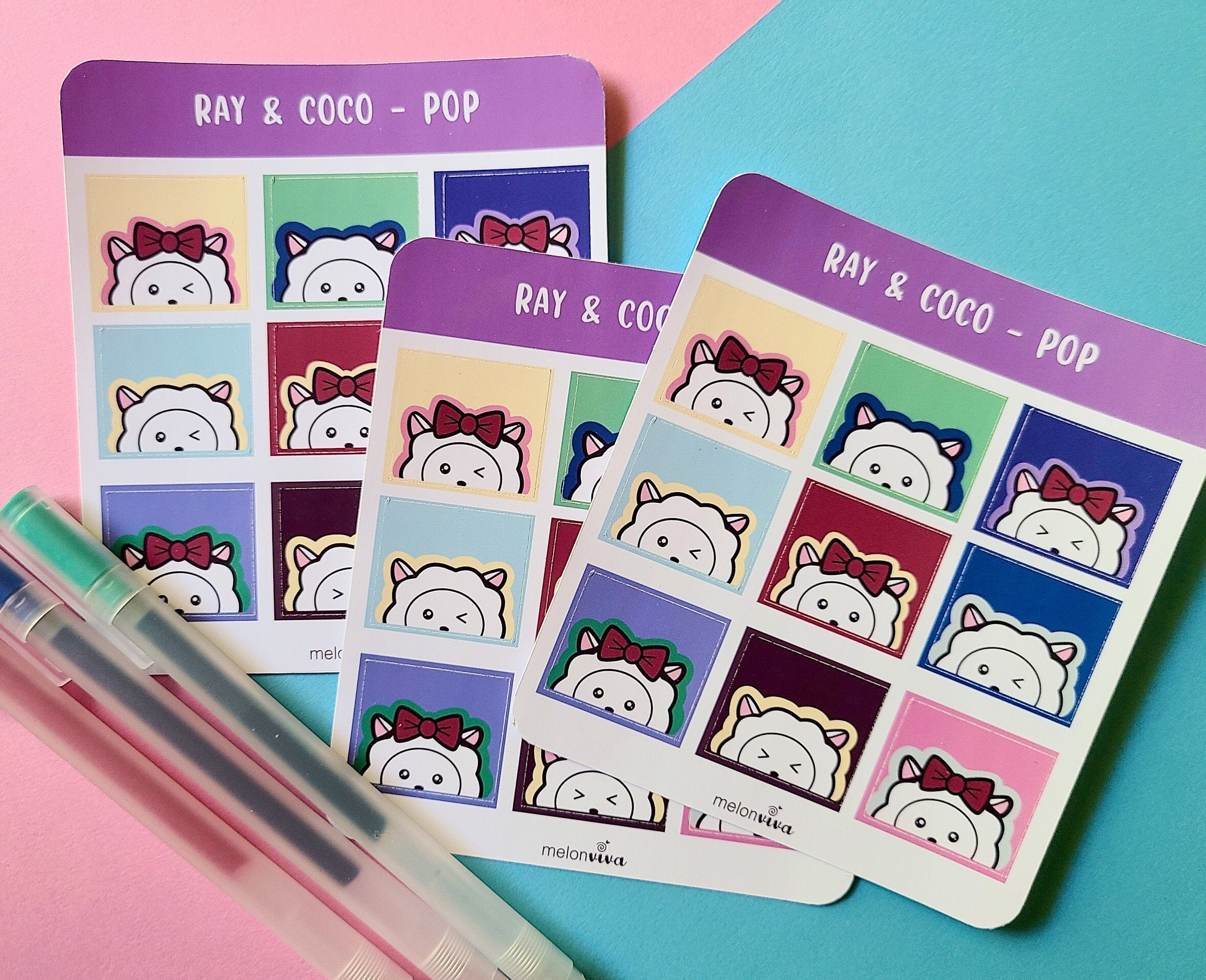 Ray & Coco - Pop Color | Kawaii Sticker | Alpaca Stickers | Bujo sticker | Kawaii Sticker Sheet | Pop of Color | Color Pop