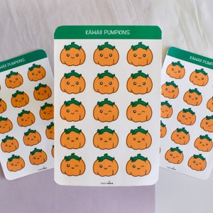 Kawaii Vinyl Pumpkin Face Stickers, Halloween Pumpkin Stickers Sheet, Cute Sticker Sheet Kawaii, Kawaii Pumpkin Sticker, Autumn Fall Holiday