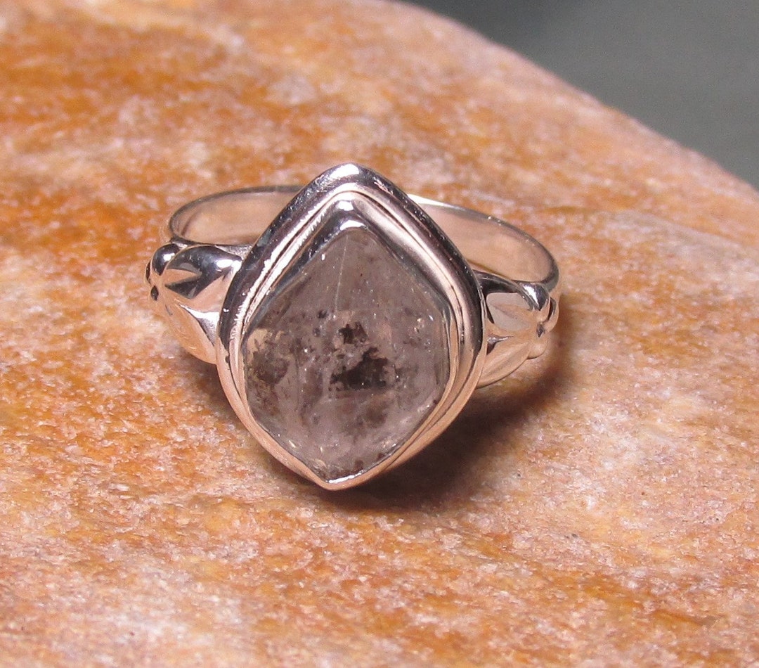 Anello In Argento Sterling 925 Con Diamante Herkimer Naturale