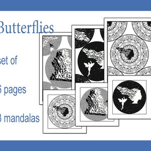 Mandala 6 coloring page, 3 mandalas for coloring, Butterfly, relax