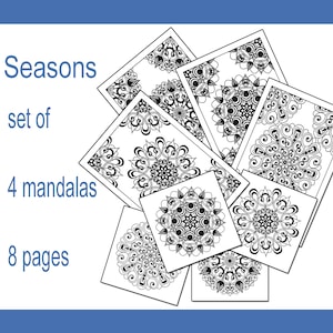 Mandala coloring page, 4 mandalas for coloring, Seasons, relax