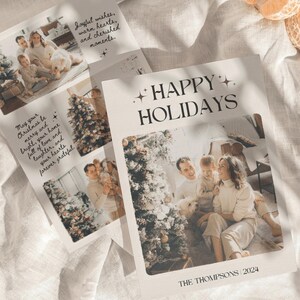 Sjabloon voor digitale kerstfotokaart | Afdrukbaar filmeffect Happy Holiday-wenskaart, doe-het-zelf kerstfotokaart, canvassjabloon
