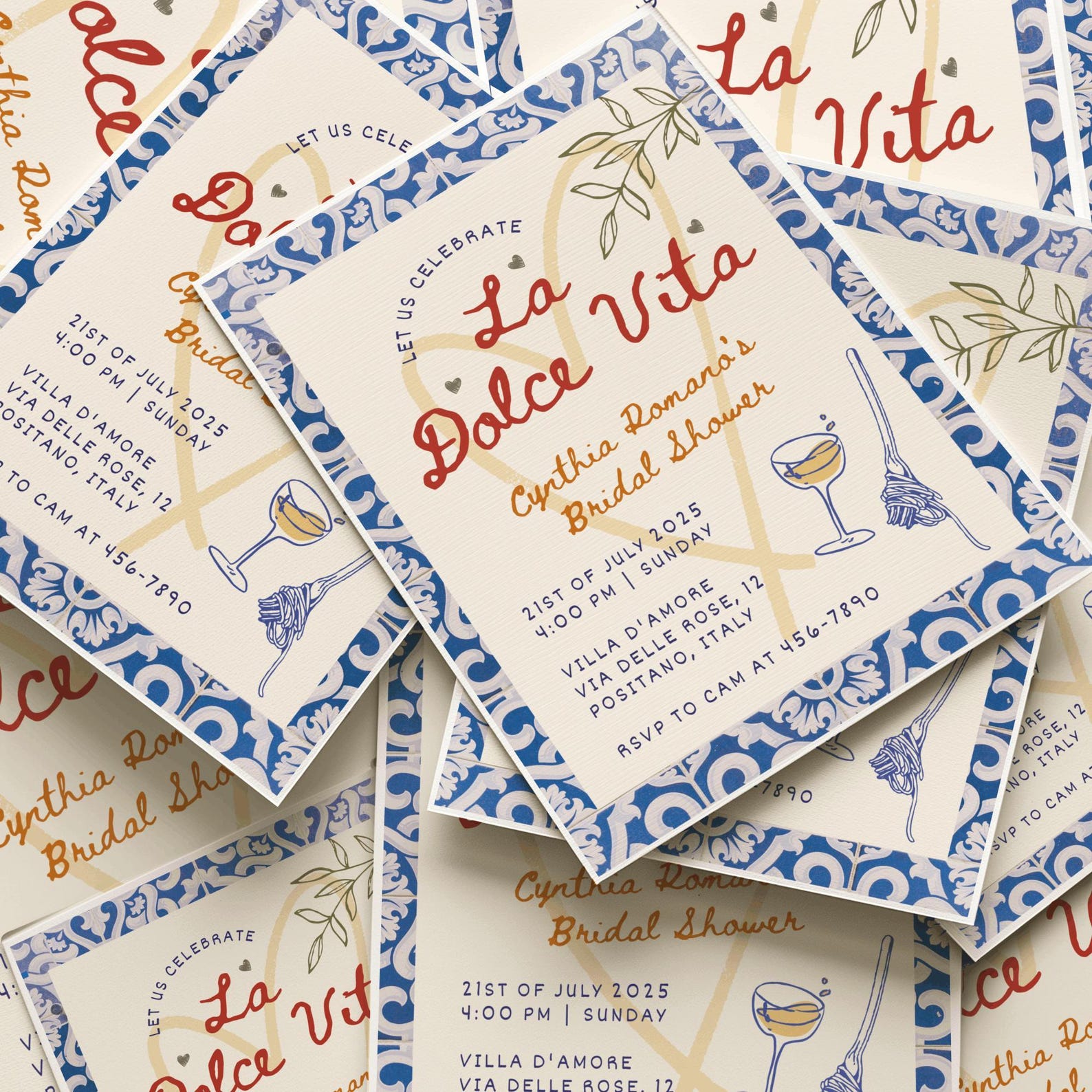 La Dolce Vita Bridal Shower Invitation | Italy Dinner Party Invite ...