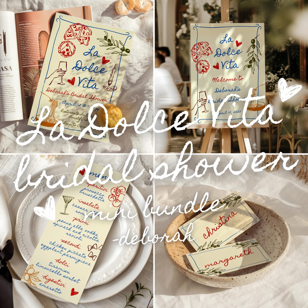 La Dolce Vita Bridal Shower Mini Bundle | Italy Dinner Party | Italian ...