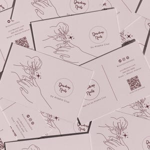 Nagel Visitenkarte | QR-Code Beauty Visitenkarte | Nail Tech druckbare Telefonkarte | Moderne DIY Branding-Karte | Bearbeitbare Canva Vorlage