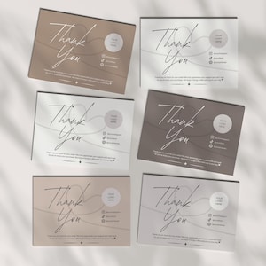 Pack de cartes de remerciement modifiable Boho Small Business pour l'expédition | Notice d'emballage neutre | Remerciement client | Modèle de toile imprimable