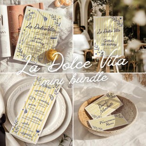 Pacchetto compleanno La Dolce Vita / Cena in Italia / Menù invito a tema italiano / Segnaposto di benvenuto / Modello Canva per addio al nubilato