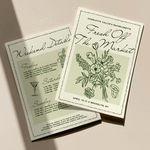 Invitación de despedida de soltera con tema "Fresh Off the Market" / Fiesta de despedida de soltera en el mercado de agricultores / Ramo de flores / Plantilla de Canva - Charlotte