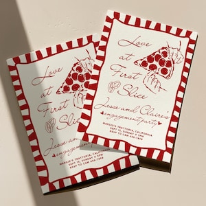 Uitnodiging Liefde op het eerste stuk | Pizza vrijgezellenfeest | Thats Amore-verlovingsfeestje | Handgetekend Italiaans oefendiner | Canvassjabloon