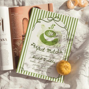 She Found Her Perfect Matcha Invite | Matcha Bridal Shower Invitation | Matcha Made in Heaven Date Party Theme | Canva Template
