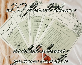 20 Floral Theme Bridal Shower Games Bundle | Fresh Off The Market Activity Pack | Farmers Market Engagement Party | Canva Template charlotte
