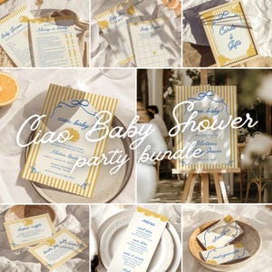 Ciao Babyparty Bündel | Italienische Zitrone Baby Sprinkle Invite | Italien Citrus Ribbon Bow Bella Bambino Willkommensschild | Canva Vorlage