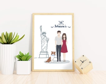 Custom Family Portrait / Wedding Gift / Anniversary Gift / Family Gift / Family Art / Personalized Portrait / Illustrated Portrait