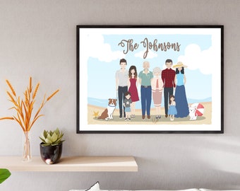 Custom Family Portrait / Wedding Gift / Anniversary Gift / Family Gift / Family Art / Personalized Portrait / Illustrated Portrait