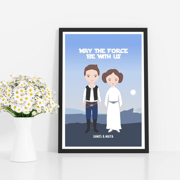 Ritratto di famiglia Star Wars personalizzato / Regalo di nozze / Regalo di anniversario / Regalo per la famiglia / Arte di famiglia / Ritratto personalizzato / Ritratto illustrato