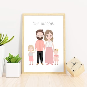 Personalisiertes Familienportrait / Hochzeitsgeschenk / Jahrestagsgeschenk / Familiengeschenk / Familienkunst / Personalisiertes Portrait / Illustriertes Portrait