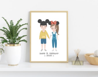 Friends Group Disney Castle-DIGITAL ONLY Custom Disney Lovers Print Personalised Disney Family Portrait Fathers Mothers Day Birthday Gift