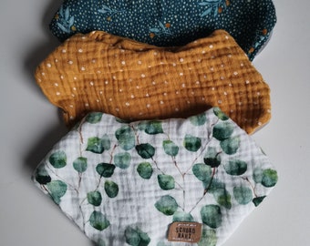 Halstücher einzeln oder im 3er Set Musselin Sabberlätzchen Dreieckstuch für Baby und Kleinkind extra saugstark Punkte & Blätter
