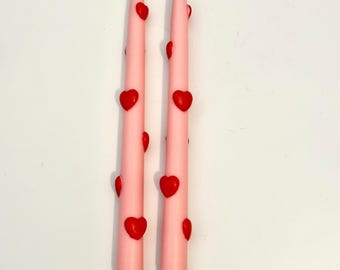 Elegant Love Tapers: Unscented Heart Design 9 3/4” Candles