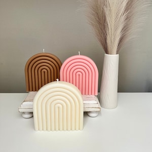Large Arch Soy Beeswax Candle: Boho Home Decor