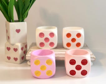 Whimsical 3 Inch Dice Planters: Pop of Color for Your Succulents