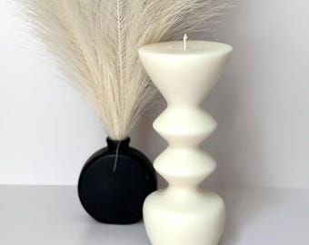 Large Hourglass Pillar: Unscented, Tall, Elegant Candle Decor