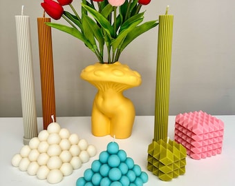 Unscented Bubble Candle Collection: Bright, Colorful, Cubes, Pyramids and Prisms