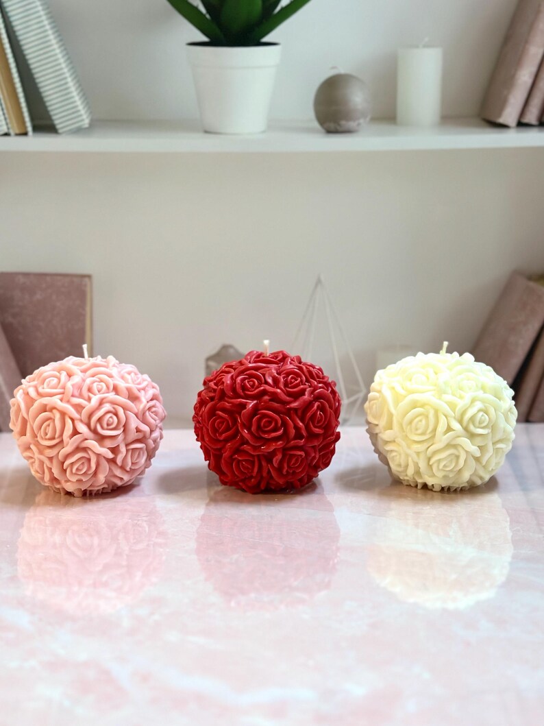Large Romantic Rose Candle Ball - Thumbnail 5