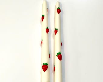 Fresh and Fruity: White Strawberry 9 Inch Taper Candle Set