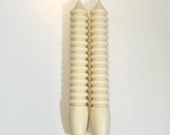 Spiral Taper Candle Duo: 8 Inch Soy Beeswax Blend, Unscented