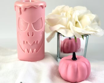 Pink Jack O'Lantern Candle: Shimmering Summerween Decor