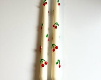 Cherry Taper Set: Fruity Scented 10 Inch Decor Candle Set