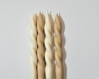 Thick 8 Inch Braided Soy And Beeswax Taper Set: Sold In A Set Of 2