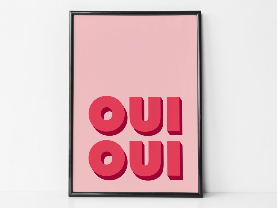 Oui Oui Retro Type Print Oui Oui French Typography Wall Art Print Bold ...