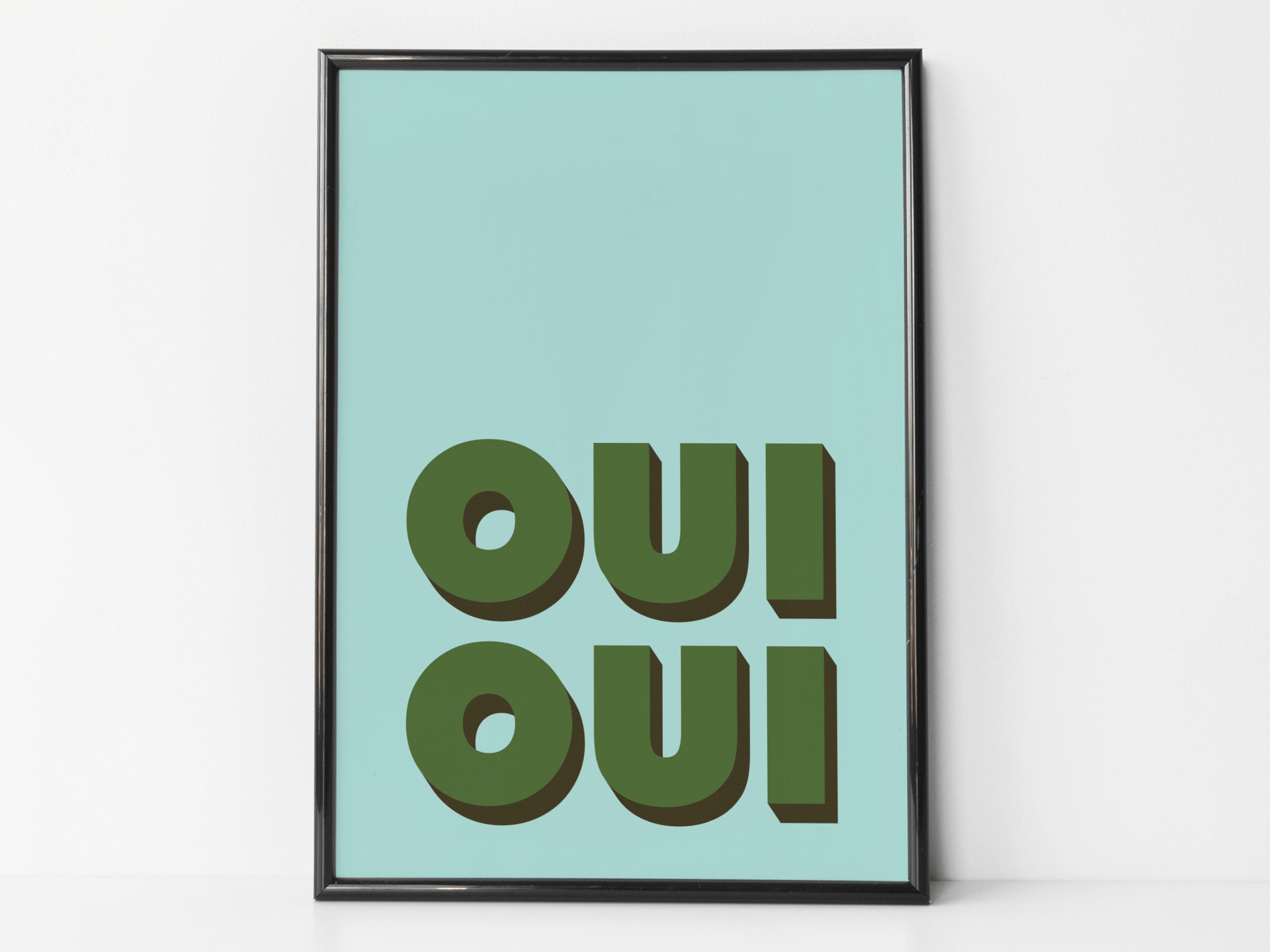 Oui Oui Retro Type Print Oui Oui French Typography Wall Art Etsy UK