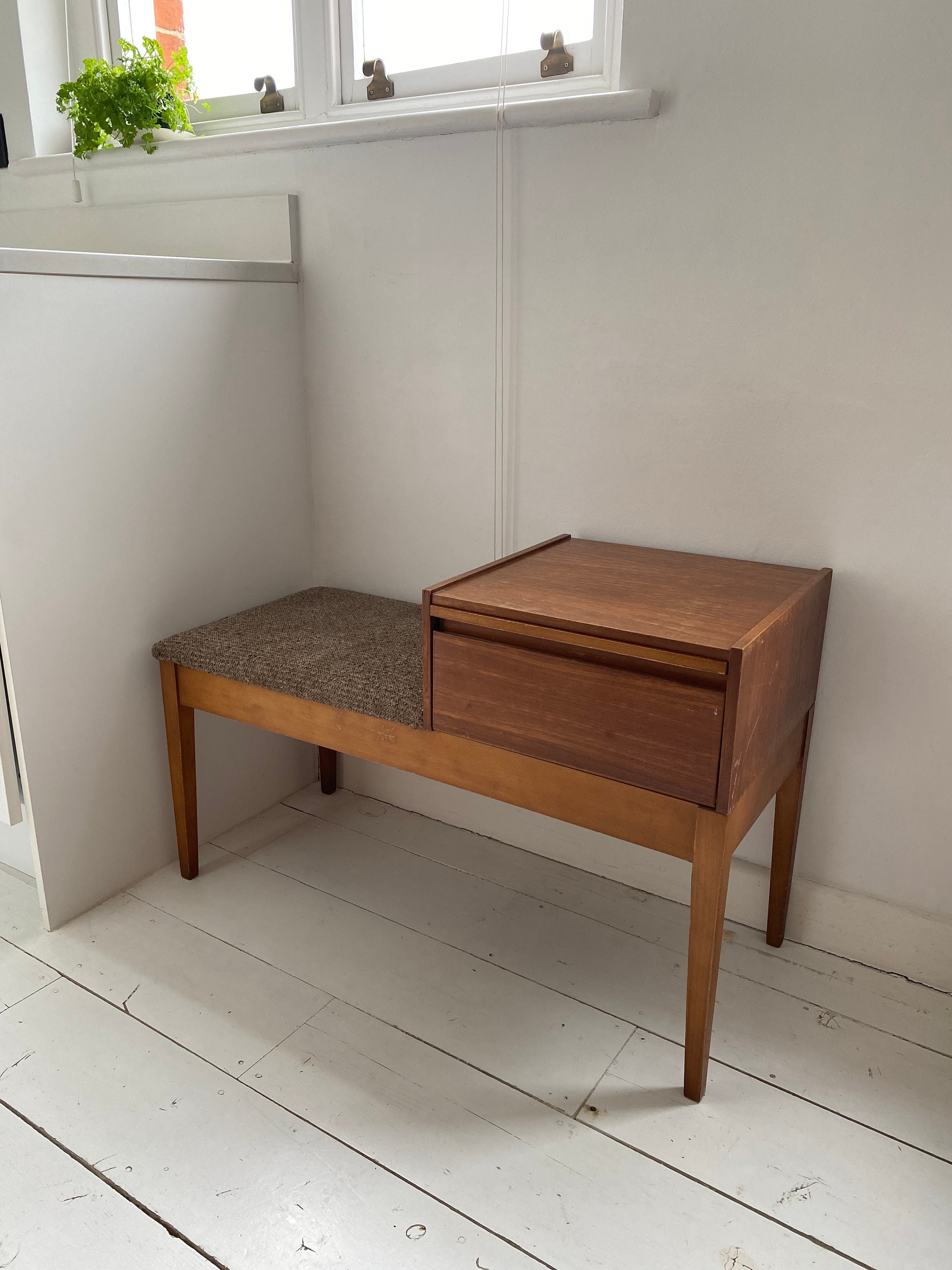 Chippy Mid Century Telephone Table and Seat Retro Teak Etsy