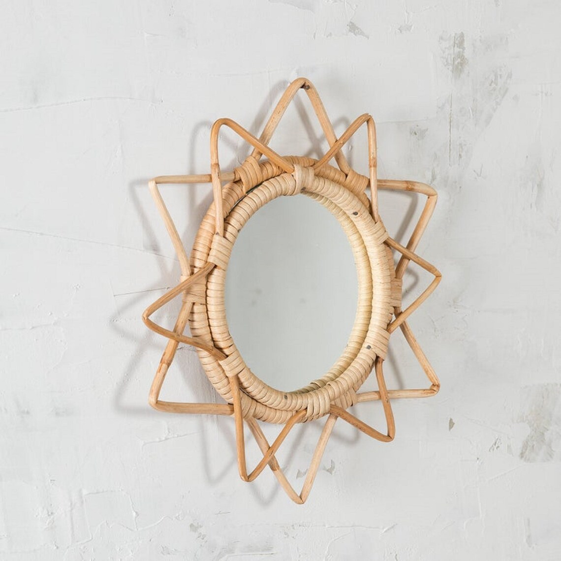Rattan Mirror Sunburst Boho Mirror Boho Home DecorVintage Etsy