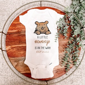 A Little Hunny Is On The Way // Winnie The Pooh Baby Onesie // Baby Pregnancy Announcement