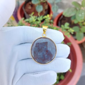 Beautiful Moss Agate  In Brass Gold Plated , Gemstone Pendant  Jewelry, Designer Pendant, Gift For Her Gift For Mother