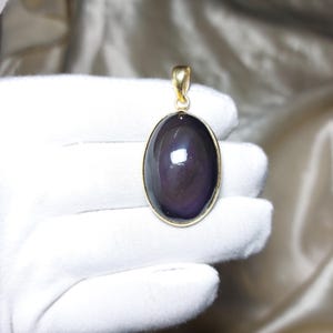 Very Good Pretty Quality Obsidian Gold Plated Brass Pendant, Obsidian Necklace Gemstone Pendant | Dainty Healing Crystal Jewellery