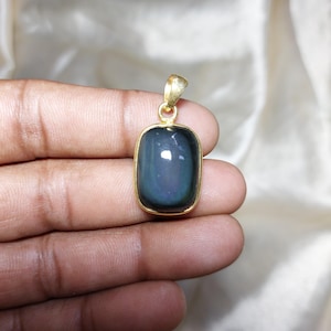 Very Good Pretty Quality Obsidian Gold Plated Brass Pendant, Obsidian Necklace Gemstone Pendant | Dainty Healing Crystal Jewellery