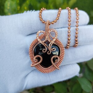 Beautiful Amazing Black Tourmaline  Copper Pendant, Copper Wire Wrapped Gemstone Pendant, Copper Jewelry, Designer Pendant, Gift For Her