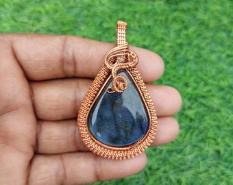 Beautiful Labradorite  Copper Pendant Copper Wire Wrapped Gemstone Pendant Copper Jewelry, Designer Pendant, Gift For Her Gift For Her