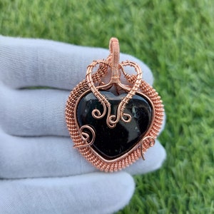Beautiful Amazing Black Tourmaline  Copper Pendant, Copper Wire Wrapped Gemstone Pendant, Copper Jewelry, Designer Pendant, Gift For Her