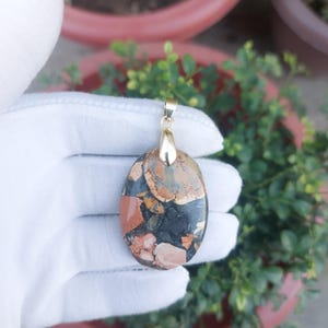 Beautiful Pretty Quality, Poppy Jasper  Gemstone Solid Brass Silver Plated Hook Pendants, gift for her, aesthetic pendant,
