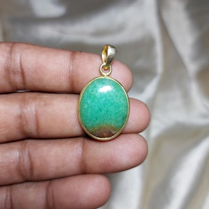 AAA+ Quality Chrysoprase Gemstone Solid Brass Gold Plated  Pendant, gift for her, aesthetic pendant, Handmade pendant